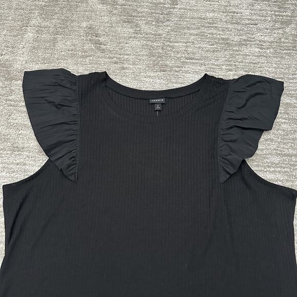 Torrid Shirt Womens Plus Size 5X Black Ribbed Ruffle Sleeve Sleeveless - Picture 2 of 10